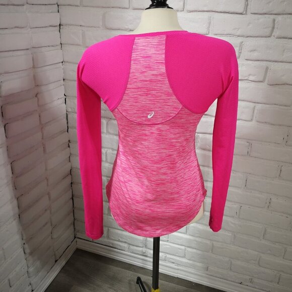 Asics Ladies Size Small Hot Pink Long Sleeves Round Neck & Hem Active Top - Picture 2 of 11